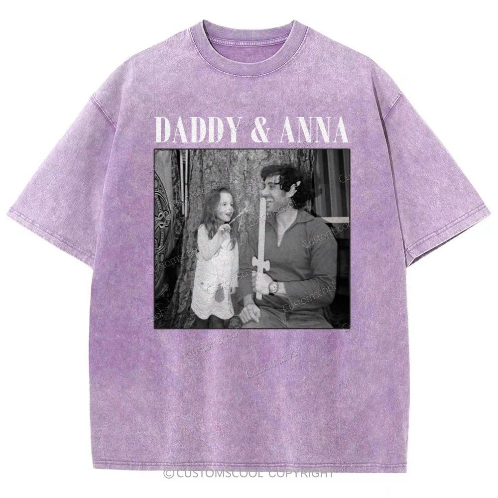 Addcustom Two Names And One Photo Unisex Fit Washed T-Shirt Customscool