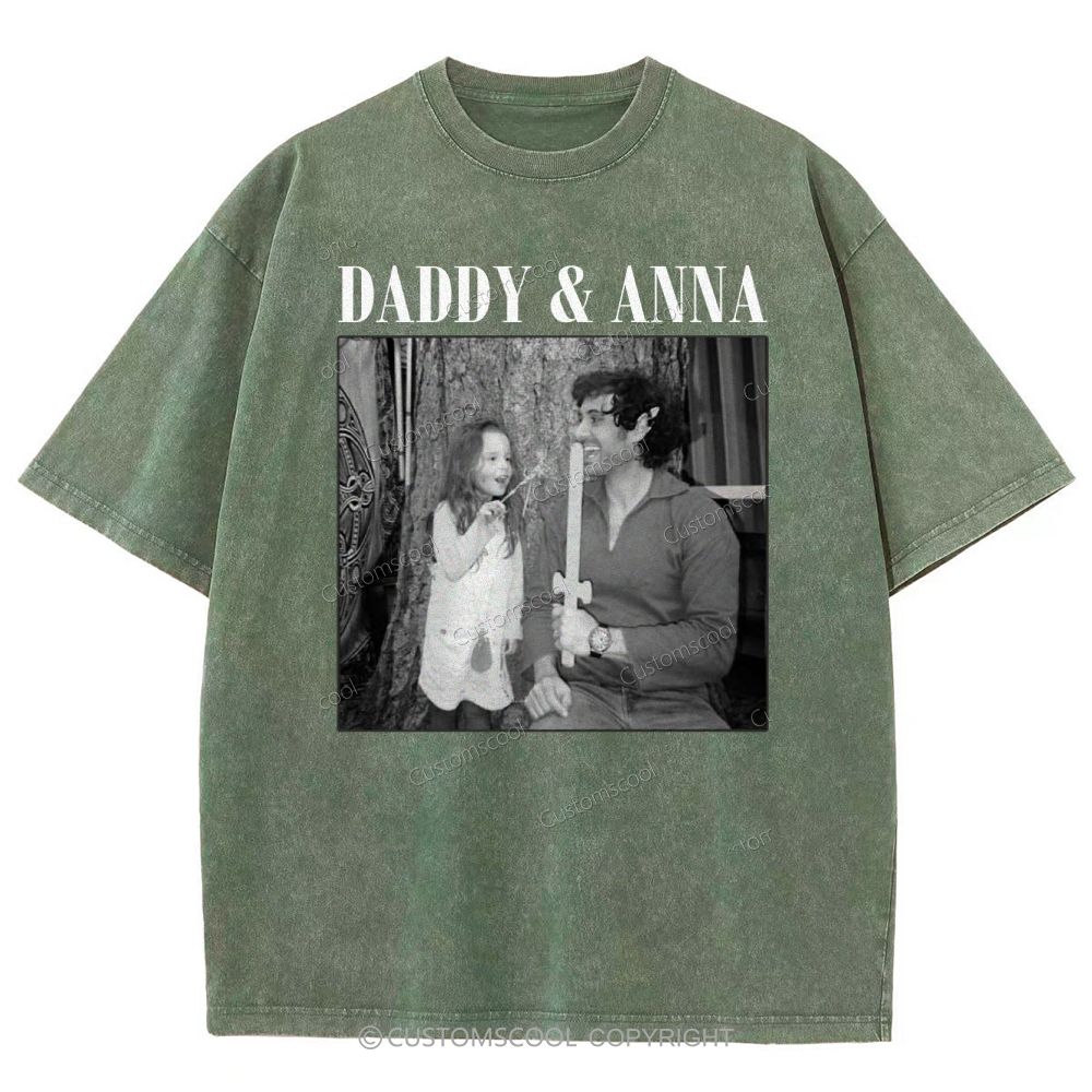 Addcustom Two Names And One Photo Unisex Fit Washed T-Shirt Customscool