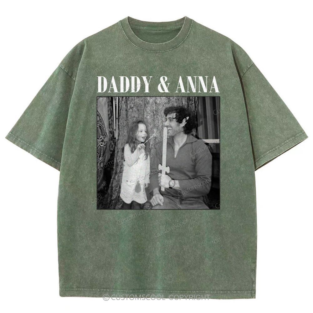 Addcustom Two Names And One Photo Unisex Fit Washed T-Shirt Customscool