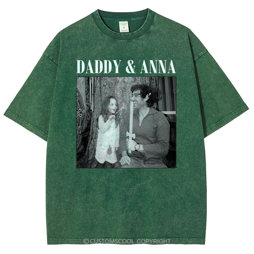 Addcustom Two Names And One Photo Unisex Fit Washed T-Shirt Customscool