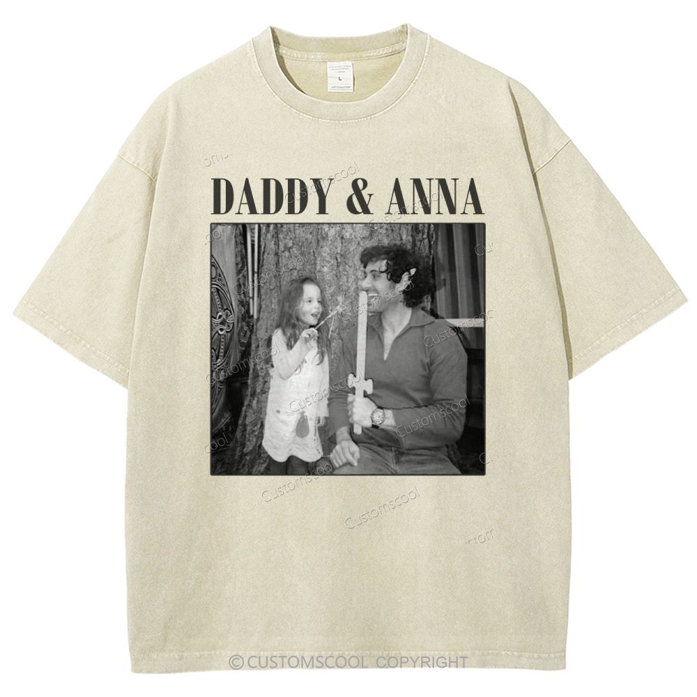Addcustom Two Names And One Photo Unisex Fit Washed T-Shirt Customscool