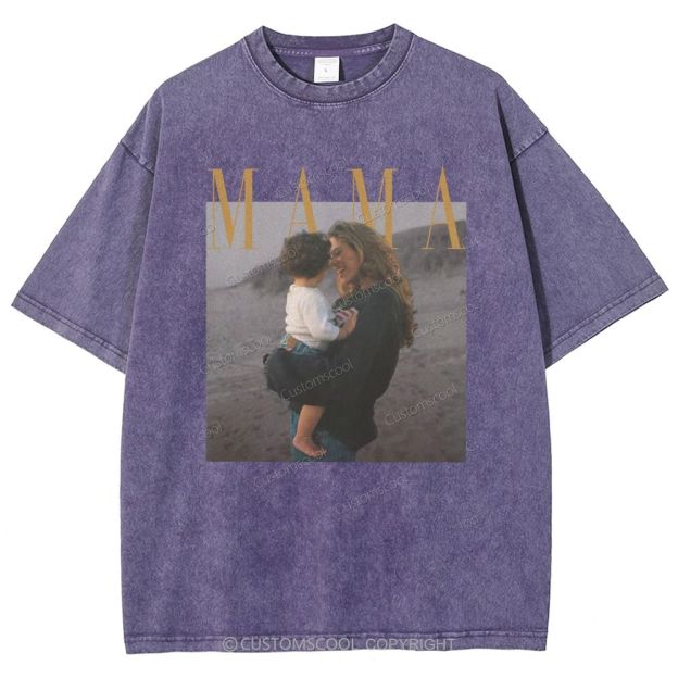 Mama Addcustom Photo And Title Unisex Fit Washed T-Shirt