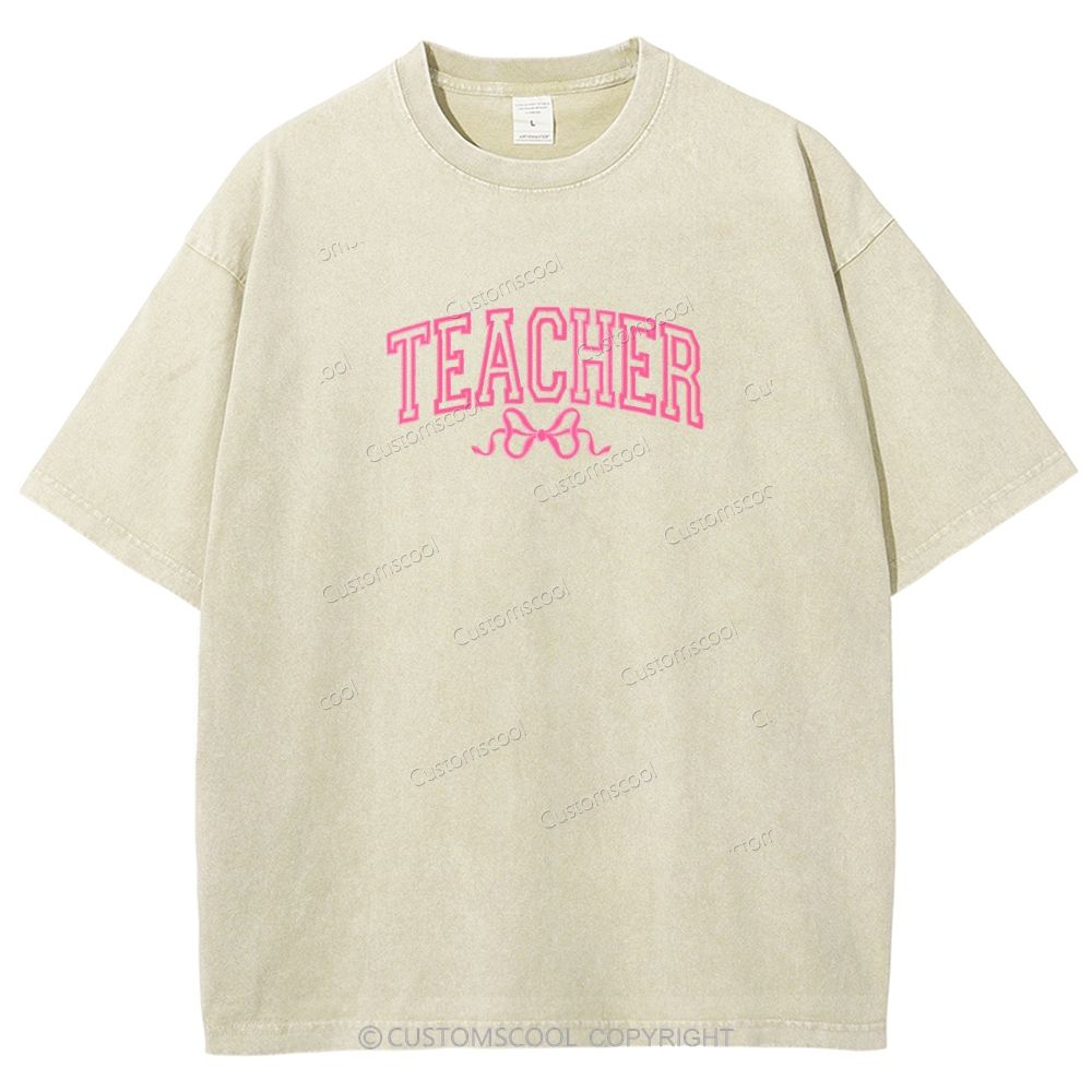 Teacher Embroidered Unisex Fit Washed T-Shirt