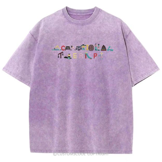 Occupational Therapy Embroidered Unisex Fit Washed T-Shirt