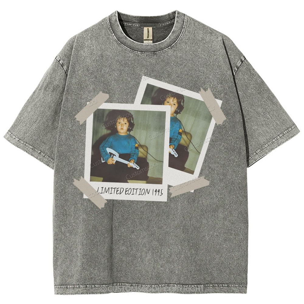Vintage Addcustom Date Photo  Unisex Fit Washed T-Shirt Customscool