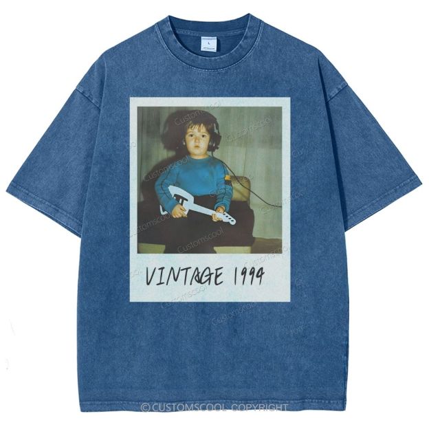 Vintage Addcustom Date Photo Unisex Fit Washed T-Shirt Customscool