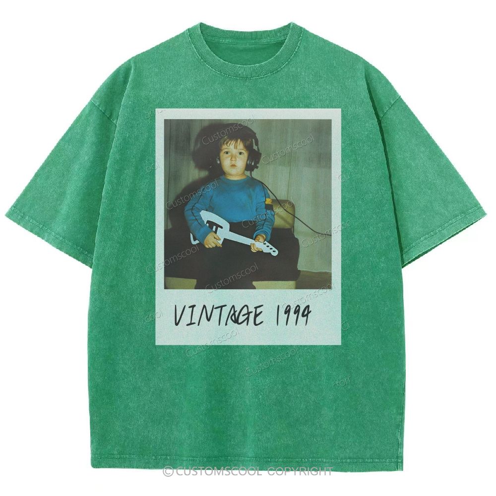 Vintage Addcustom Date Photo Unisex Fit Washed T-Shirt Customscool