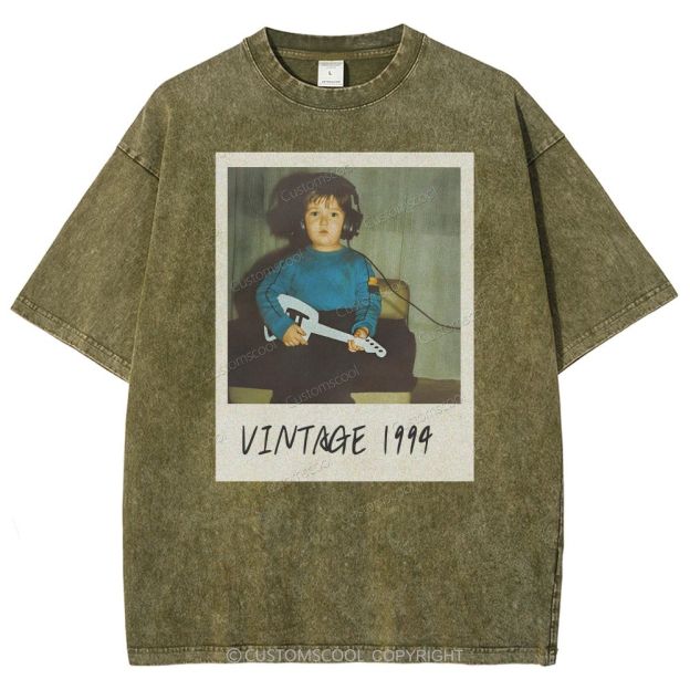 Vintage Addcustom Date Photo Unisex Fit Washed T-Shirt Customscool