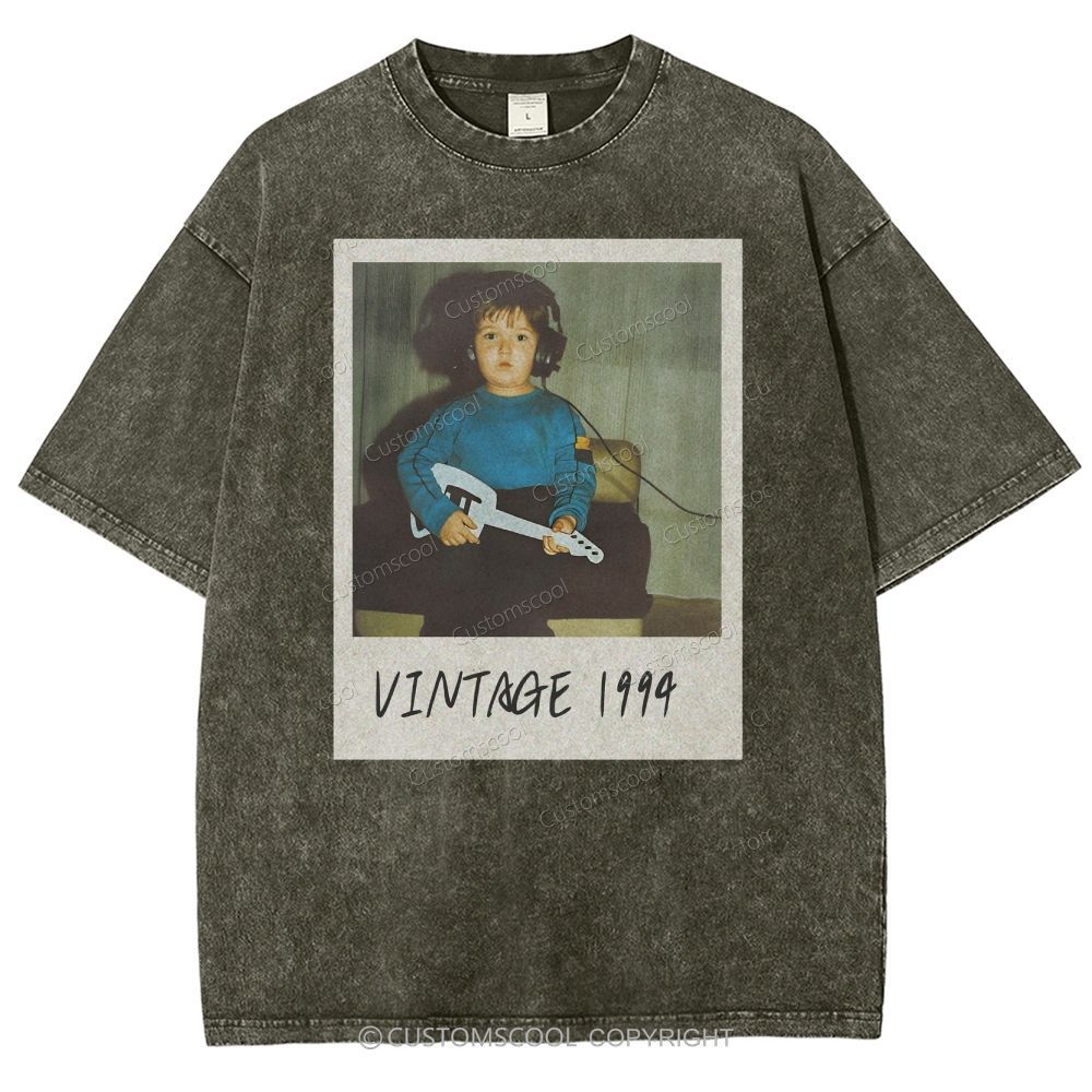 Vintage Addcustom Date Photo Unisex Fit Washed T-Shirt Customscool