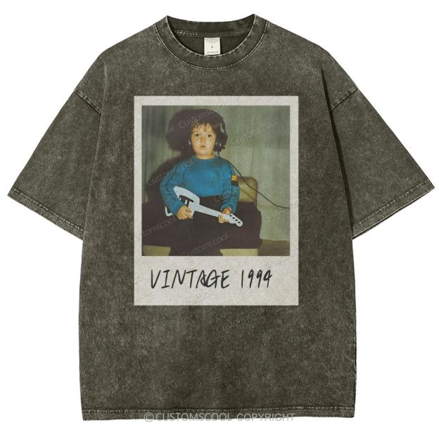 Vintage Addcustom Date Photo Unisex Fit Washed T-Shirt Customscool