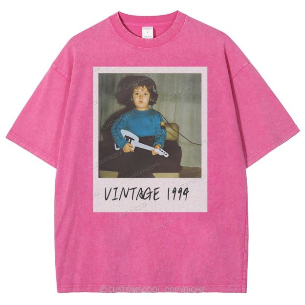 Vintage Addcustom Date Photo Unisex Fit Washed T-Shirt Customscool