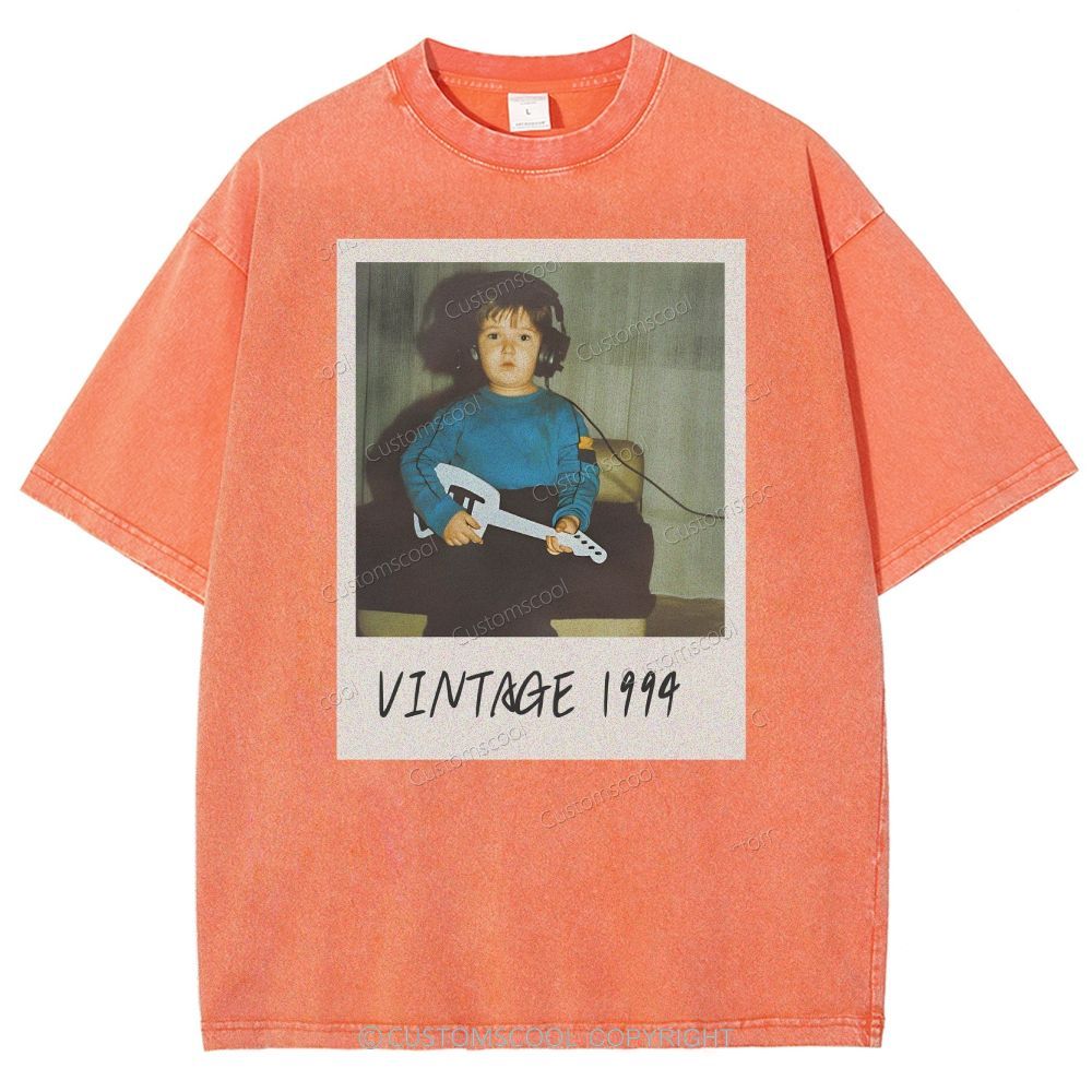 Vintage Addcustom Date Photo Unisex Fit Washed T-Shirt Customscool