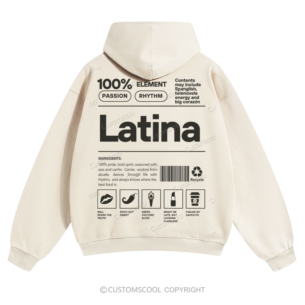 Latina Solid Color Hoodie Customscool