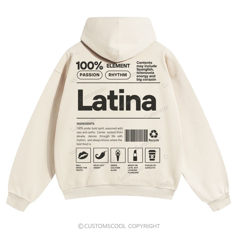 Latina Solid Color Hoodie Customscool
