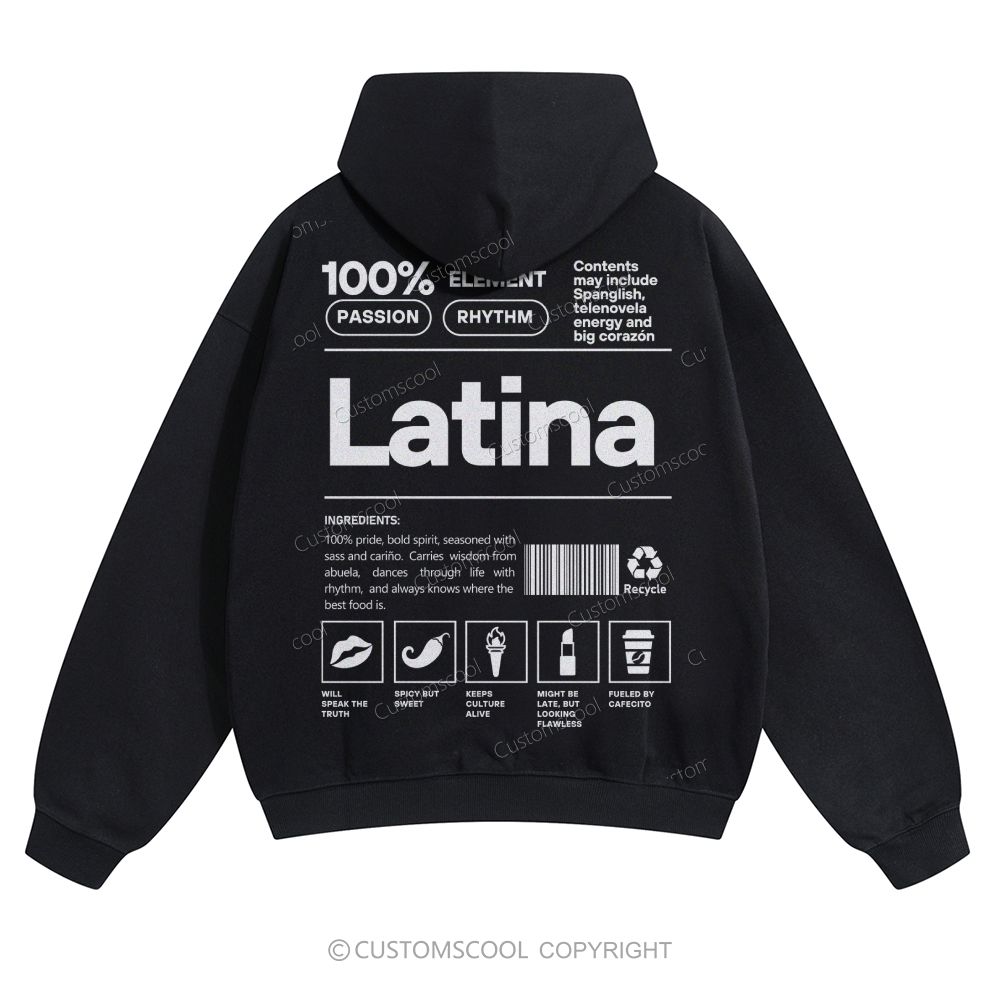 Latina Solid Color Hoodie Customscool