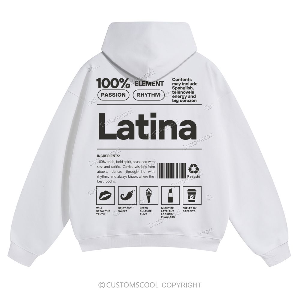 Latina Solid Color Hoodie Customscool