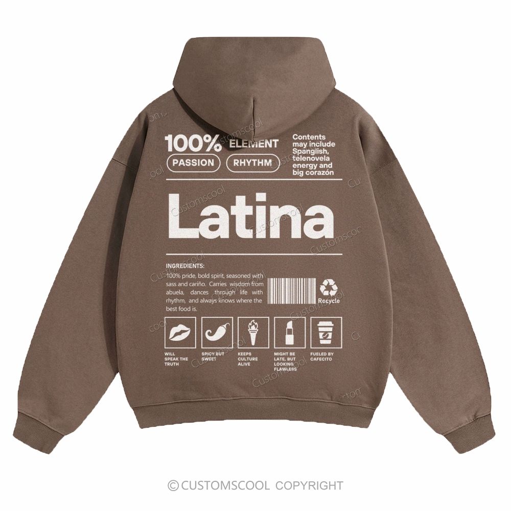 Latina Solid Color Hoodie Customscool