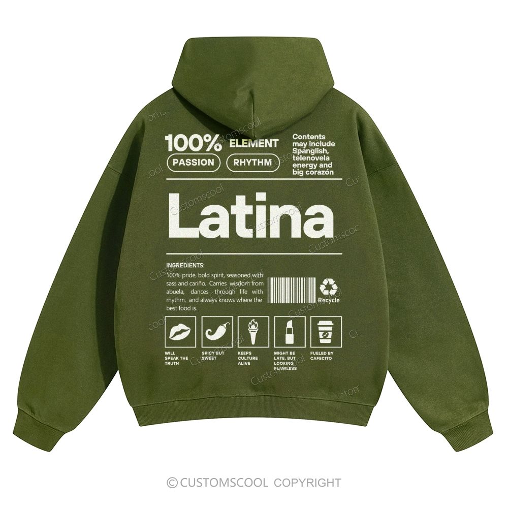 Latina Solid Color Hoodie Customscool