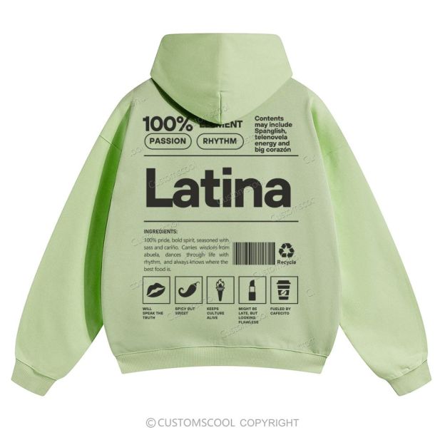 Latina Solid Color Hoodie Customscool