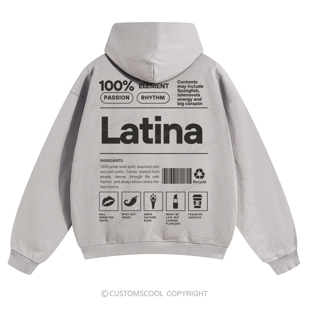 Latina Solid Color Hoodie Customscool