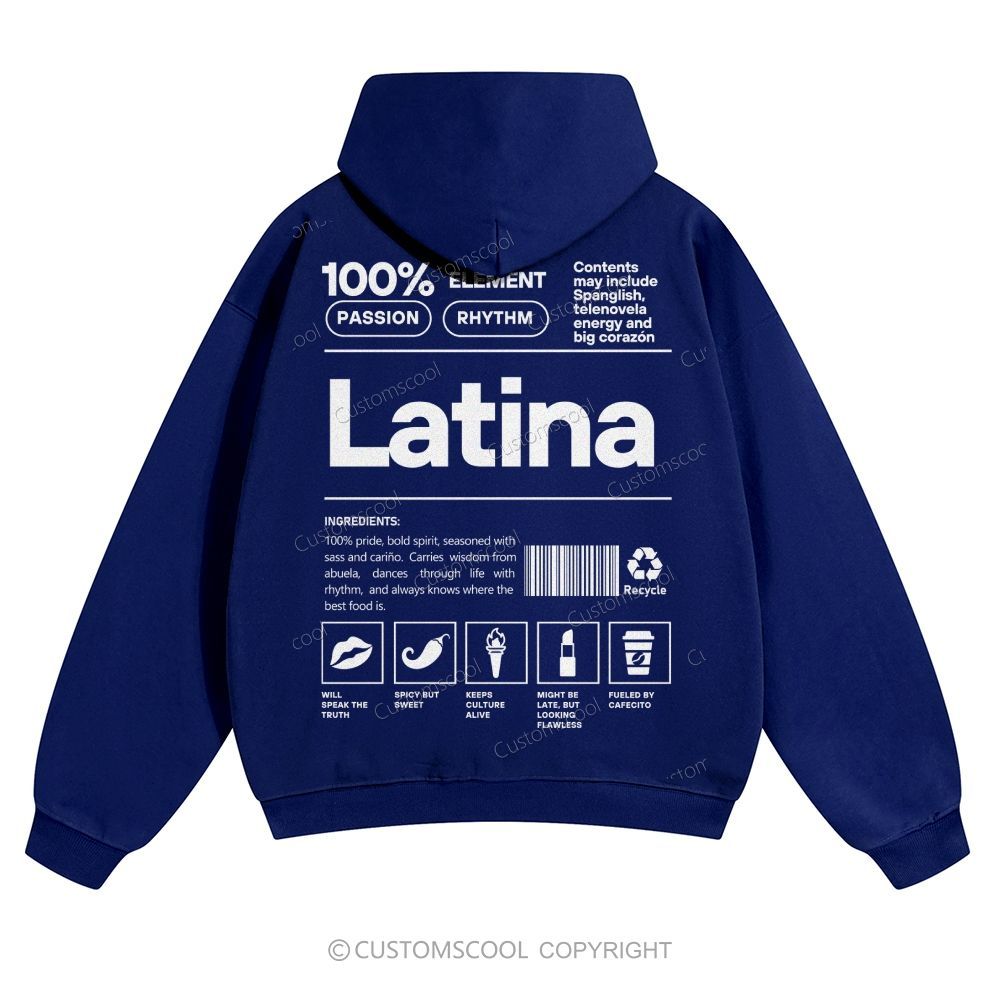 Latina Solid Color Hoodie Customscool
