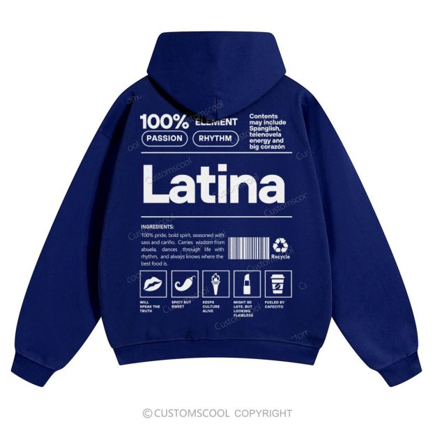 Latina Solid Color Hoodie Customscool