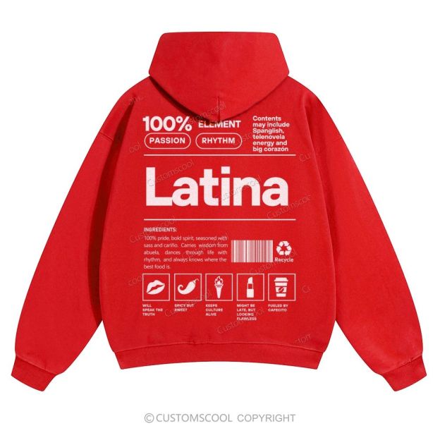 Latina Solid Color Hoodie Customscool