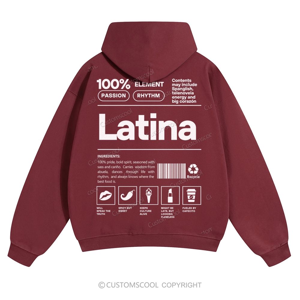 Latina Solid Color Hoodie Customscool