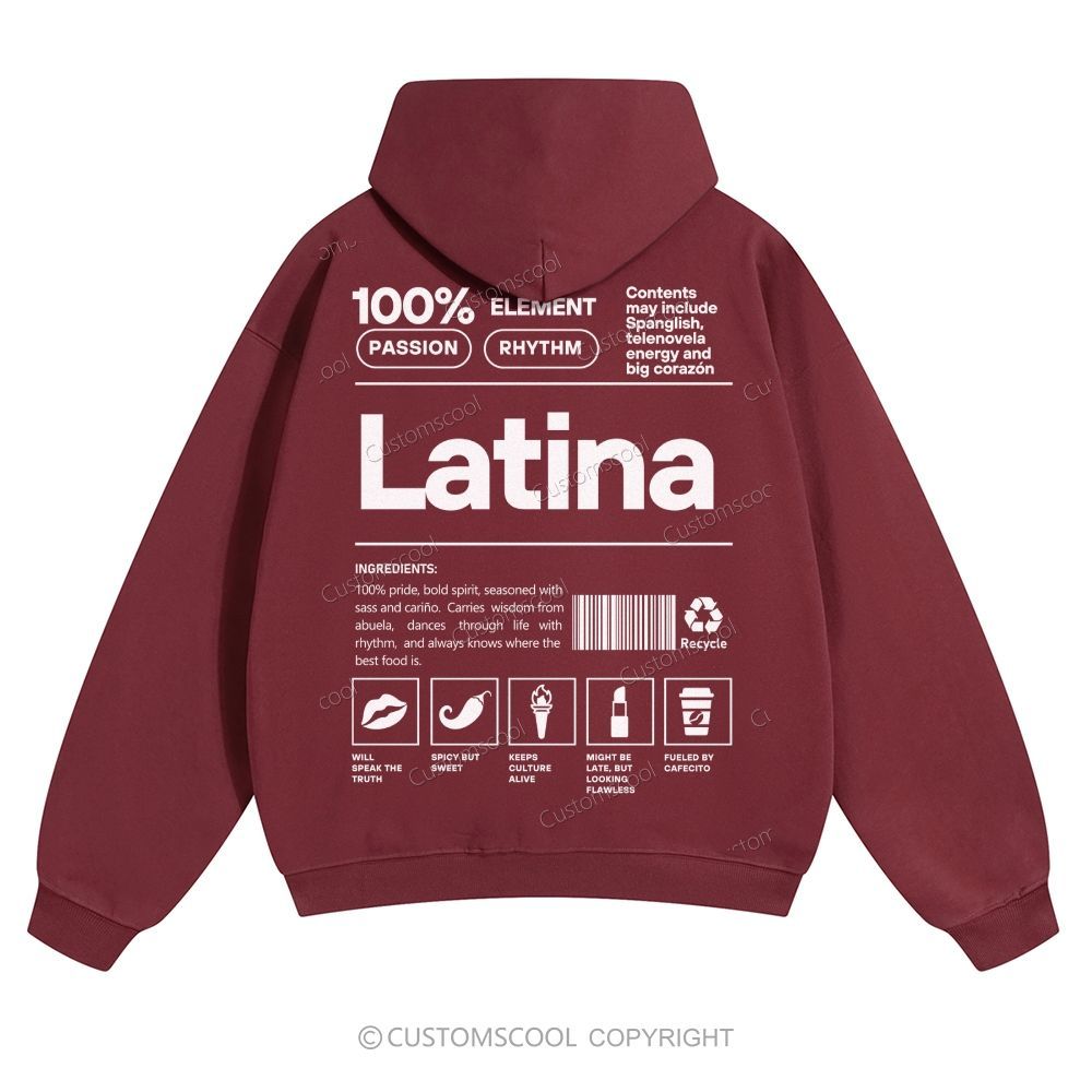 Latina Solid Color Hoodie Customscool