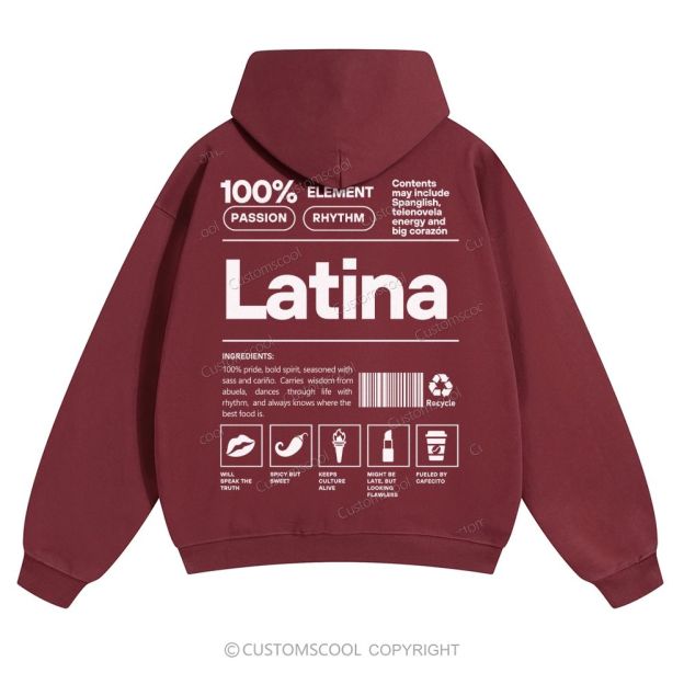 Latina Solid Color Hoodie Customscool