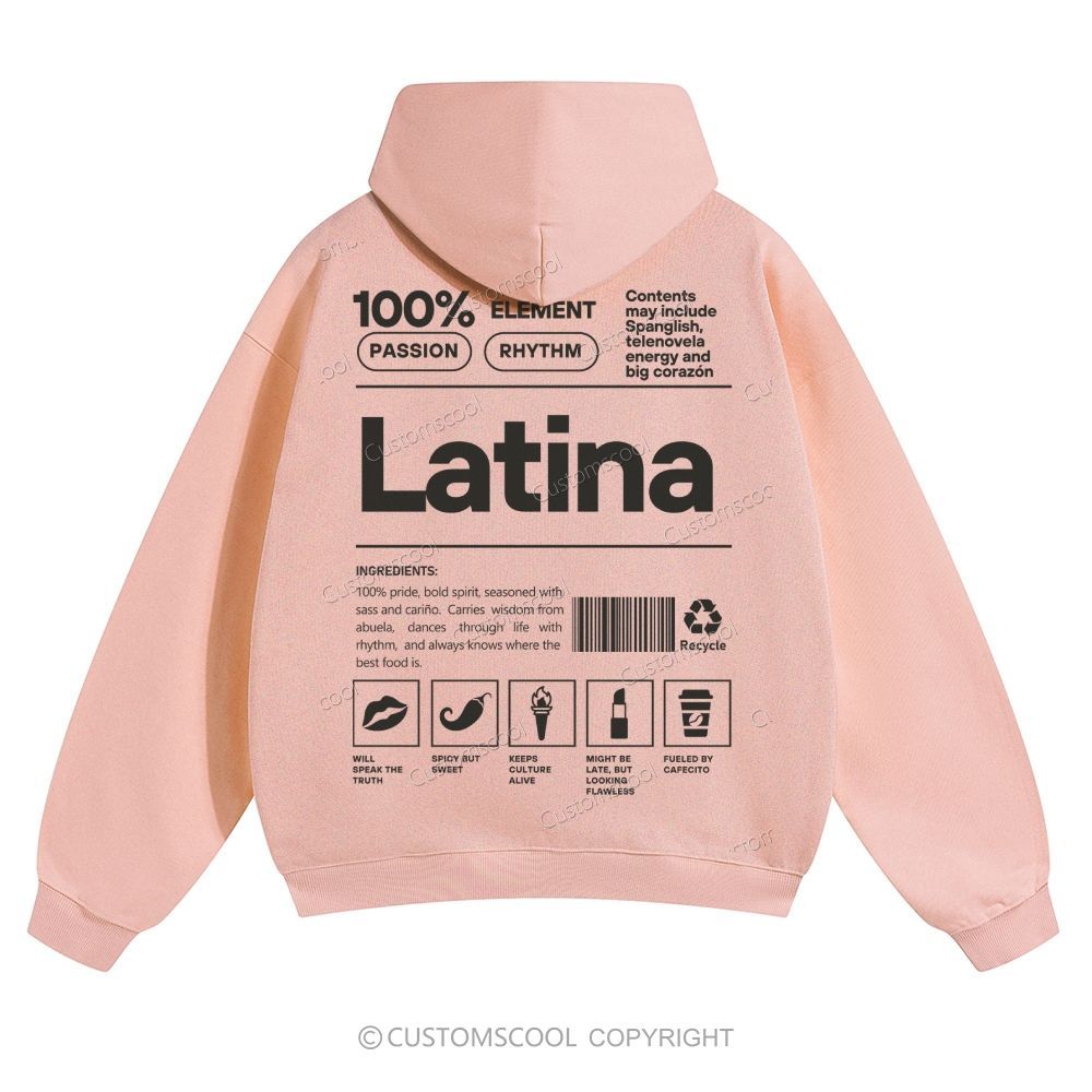 Latina Solid Color Hoodie Customscool