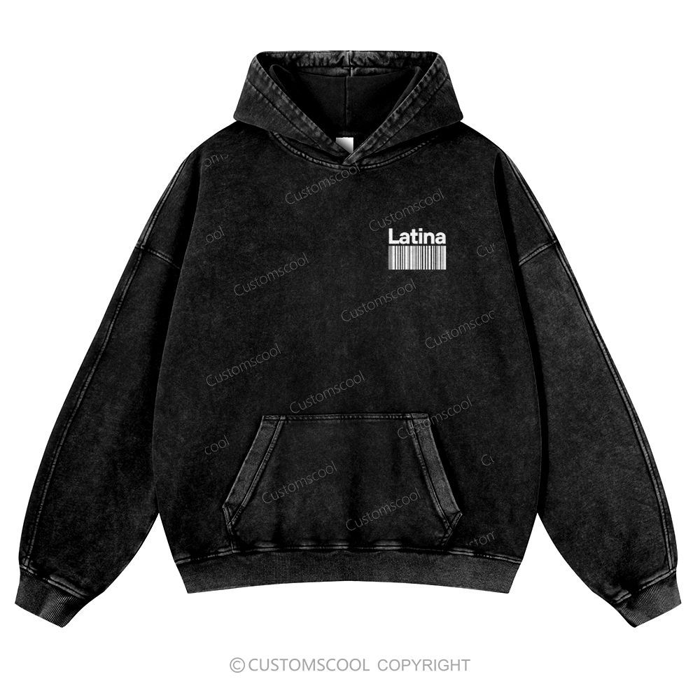 Latina Casual Washed Hoodie Customscool