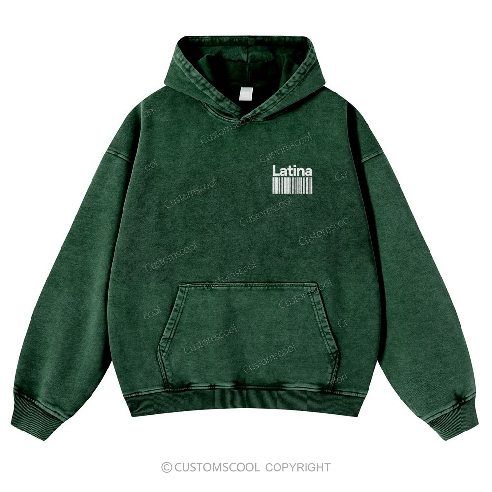 Latina Casual Washed Hoodie Customscool