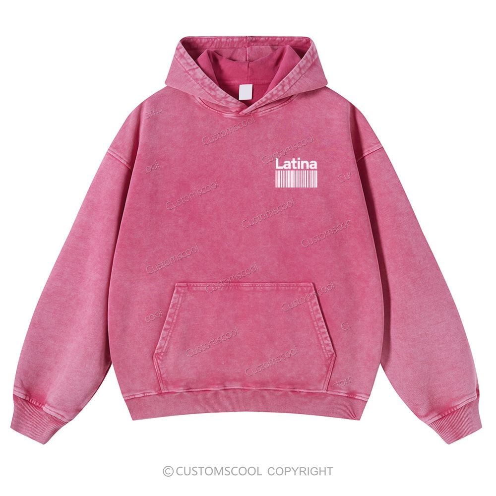Latina Casual Washed Hoodie Customscool