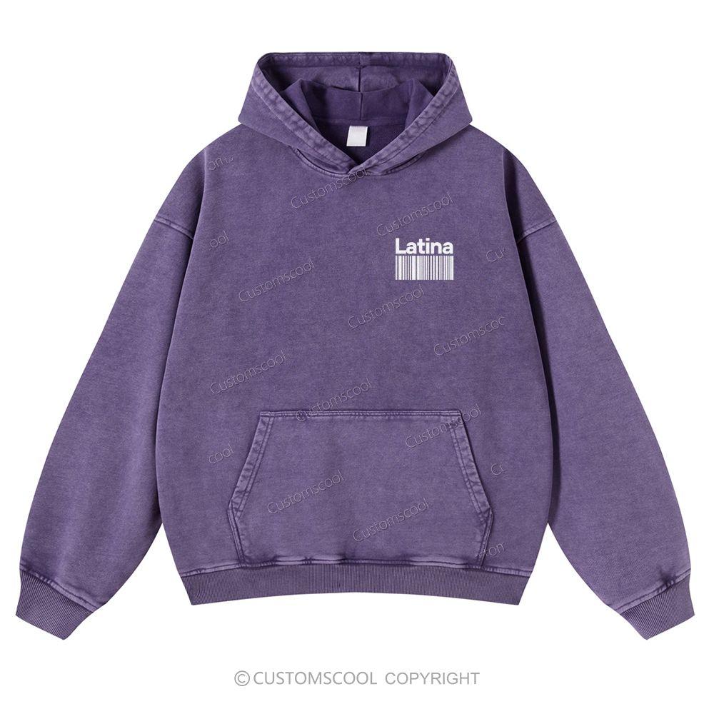 Latina Casual Washed Hoodie Customscool