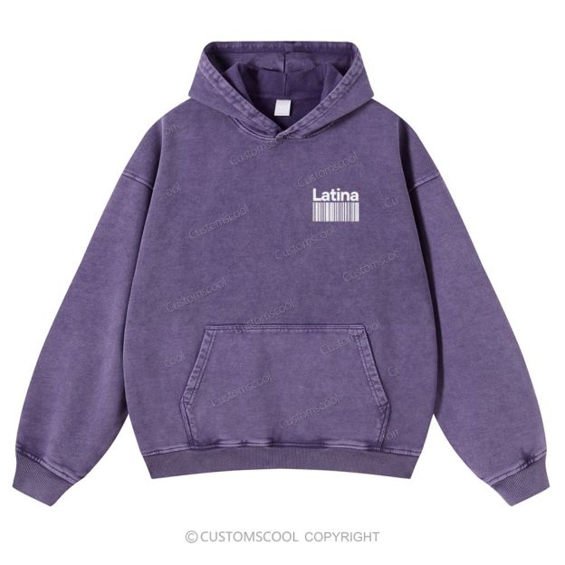 Latina Casual Washed Hoodie Customscool