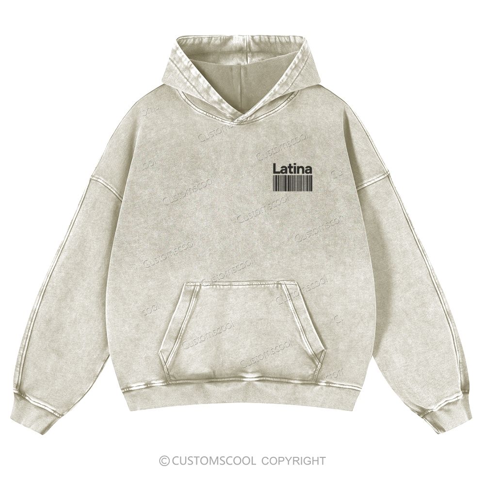 Latina Casual Washed Hoodie Customscool