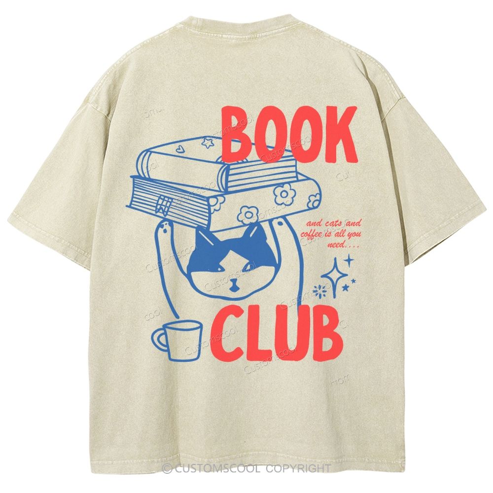 Book Club Unisex Fit Washed T-Shirt Customscool