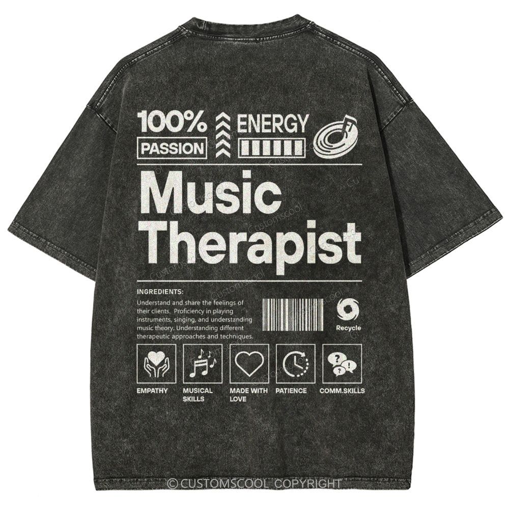 Music Therapist Unisex Fit Washed T-Shirt Customscool