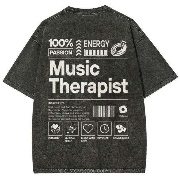 Music Therapist Unisex Fit Washed T-Shirt Customscool