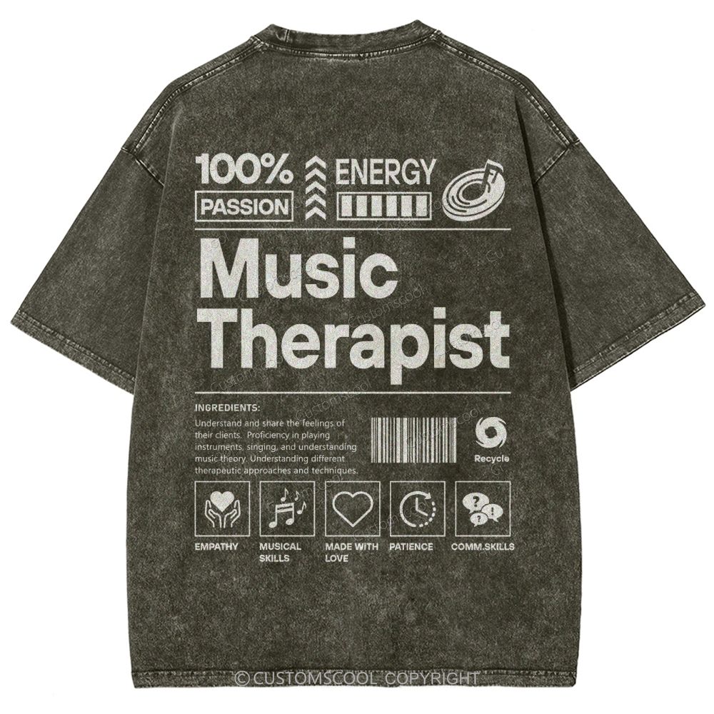 Music Therapist Unisex Fit Washed T-Shirt Customscool