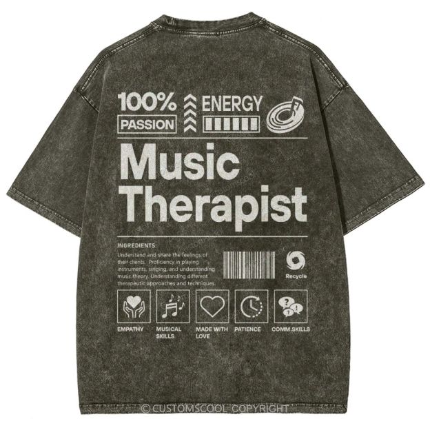 Music Therapist Unisex Fit Washed T-Shirt Customscool