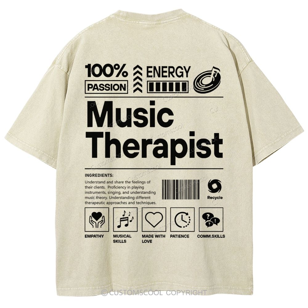 Music Therapist Unisex Fit Washed T-Shirt Customscool