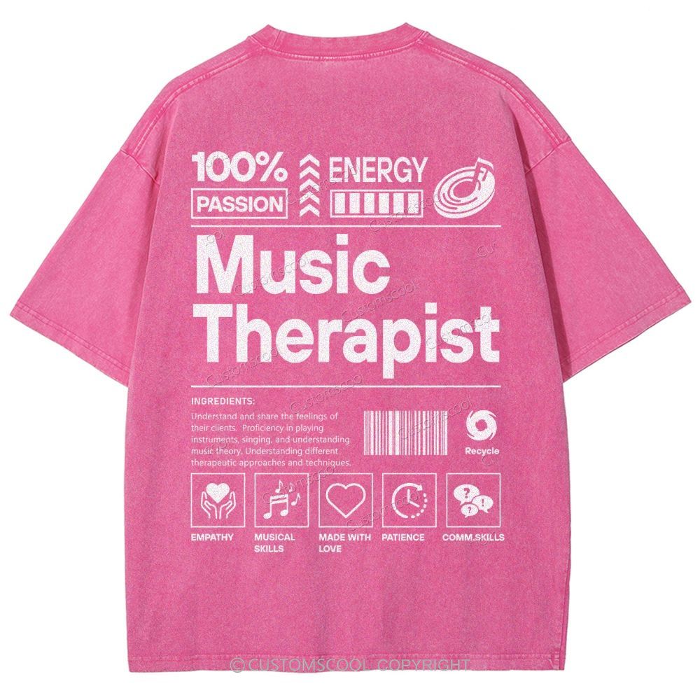 Music Therapist Unisex Fit Washed T-Shirt Customscool