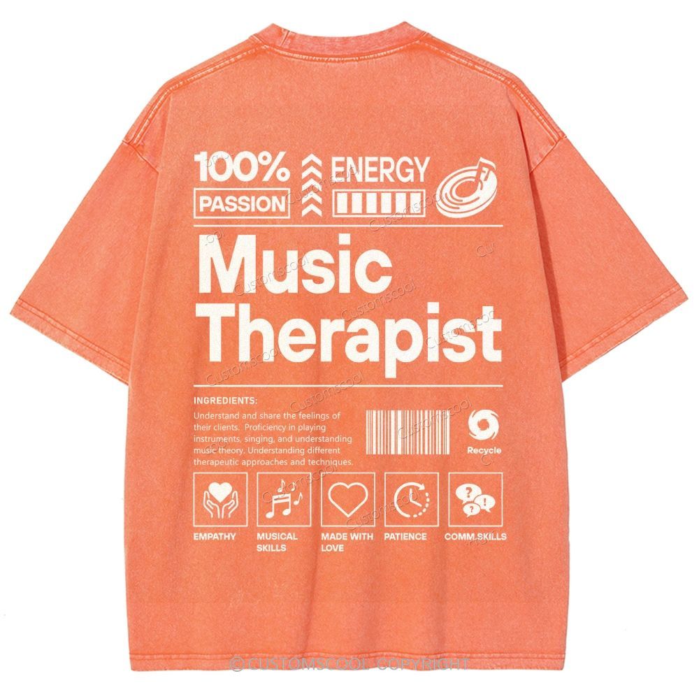 Music Therapist Unisex Fit Washed T-Shirt Customscool