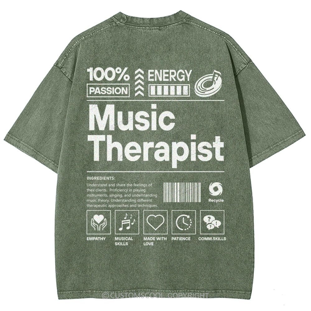 Music Therapist Unisex Fit Washed T-Shirt Customscool