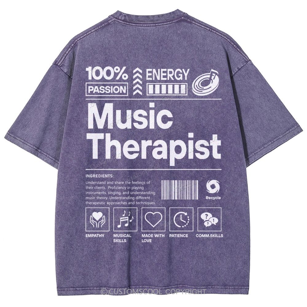 Music Therapist Unisex Fit Washed T-Shirt Customscool