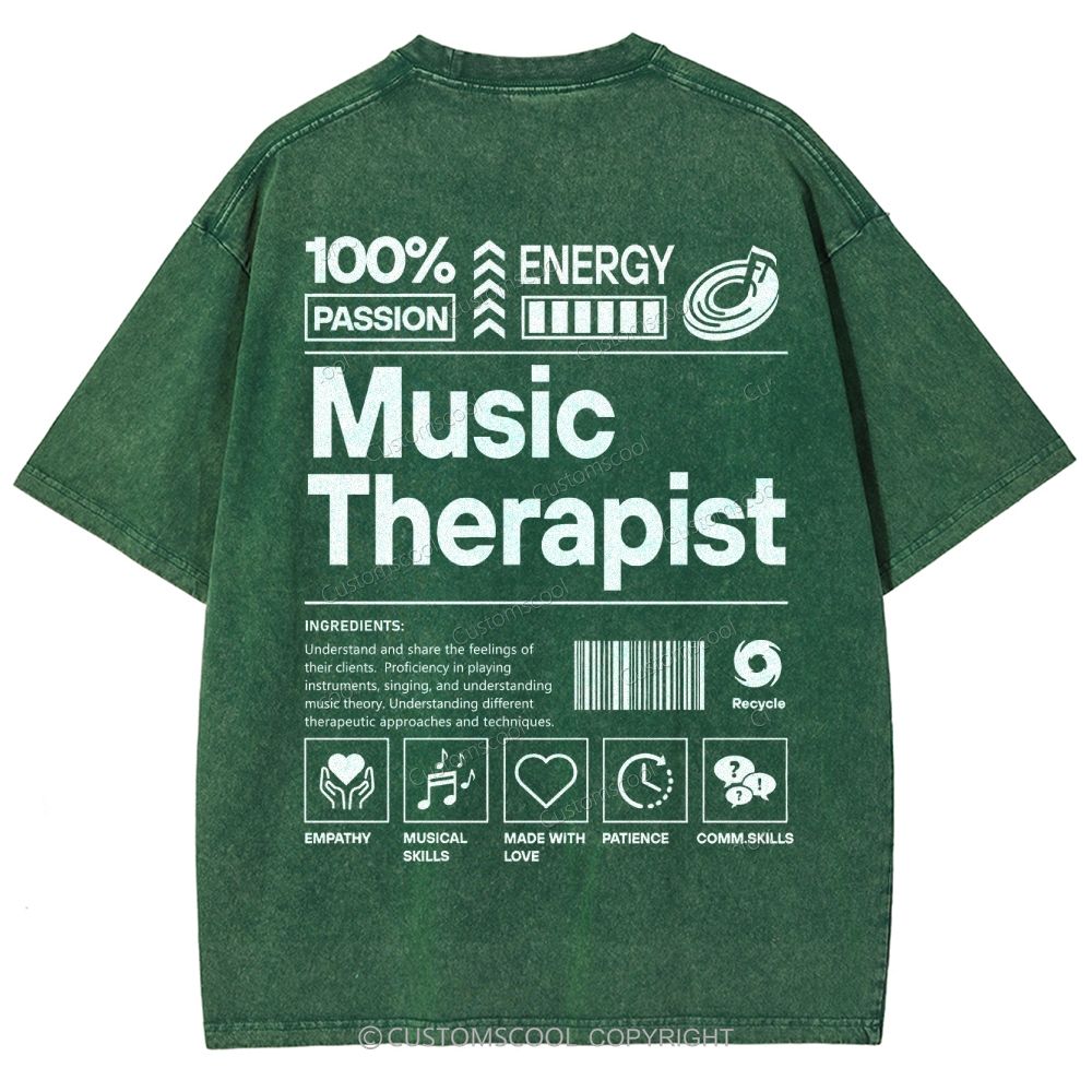 Music Therapist Unisex Fit Washed T-Shirt Customscool