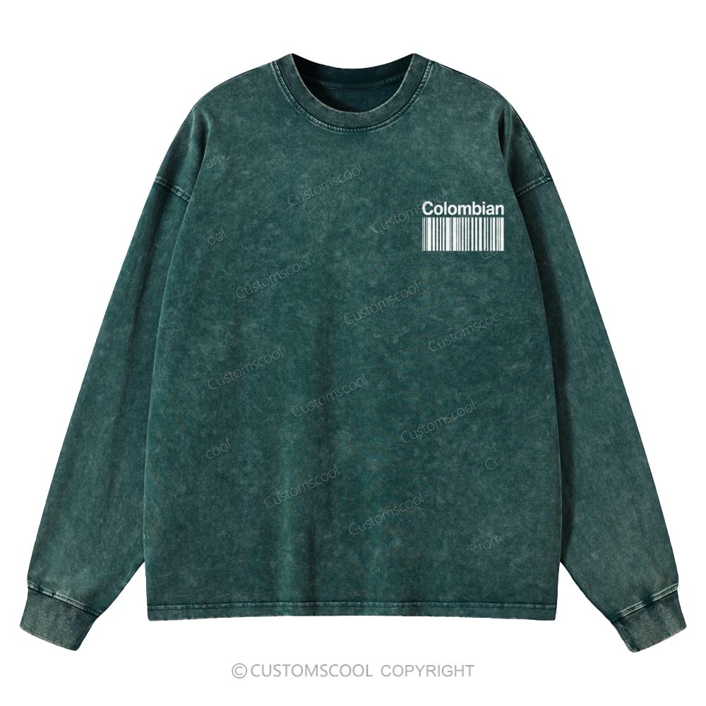 Colombian Unisex Crewneck Washed Sweatshirt Customscool