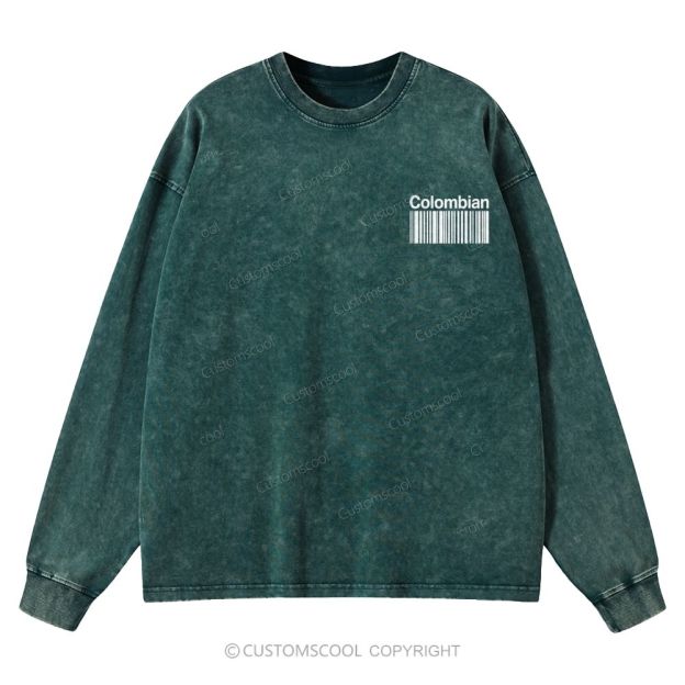 Colombian Unisex Crewneck Washed Sweatshirt Customscool